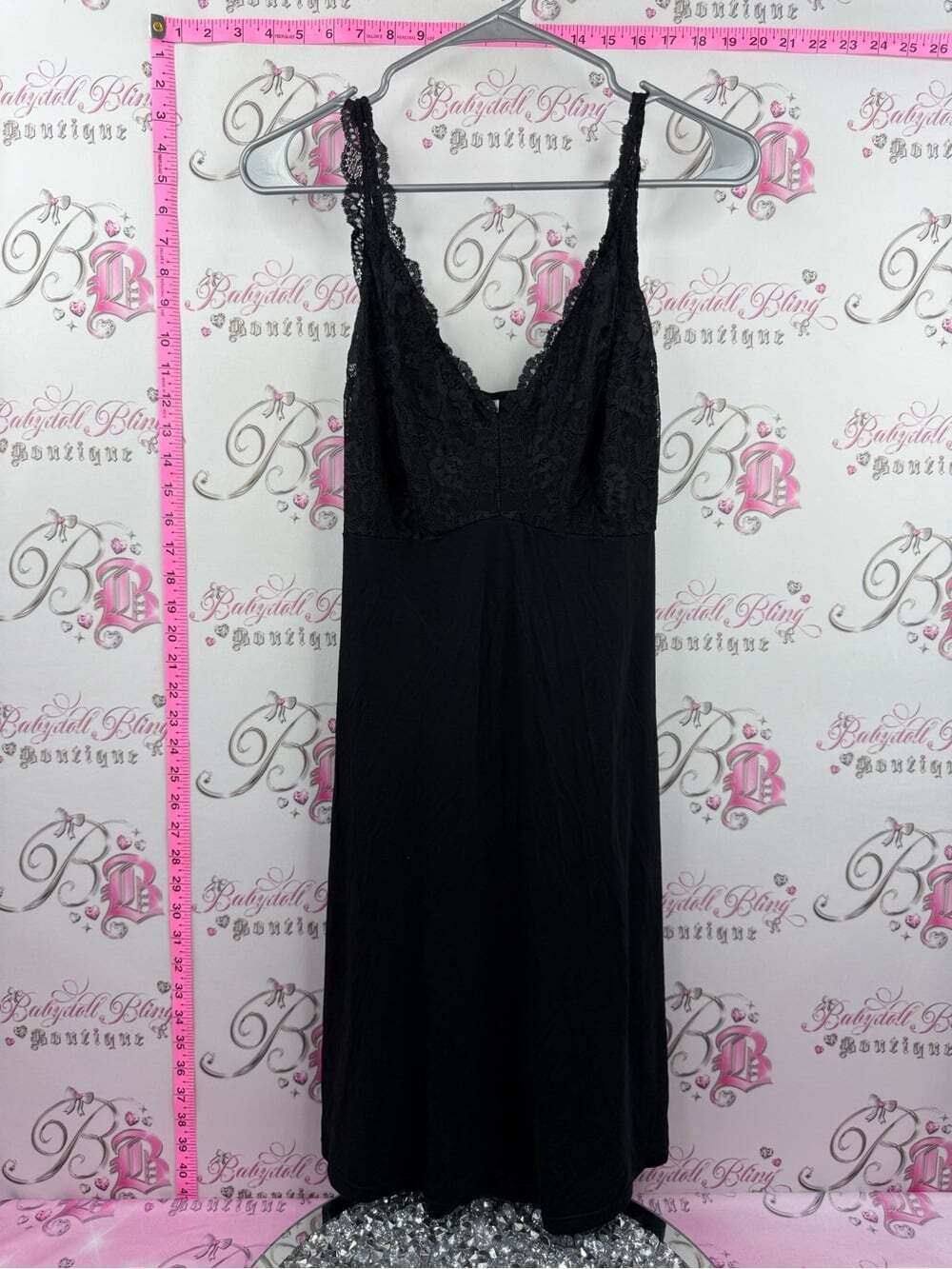 Black bow dress pj Black Lace-Detail Slip Dress - Women Intimates & Sleepwear